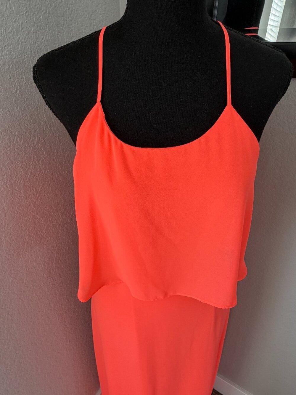GIANNI BINI Neon Orange Strappy Long Maxi Dress Small - Picture 7 of 10